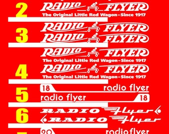 Radio Flyer Wagon High Quality Reproduction Decals/Stickers (1 PAIR) 28 Different styles!