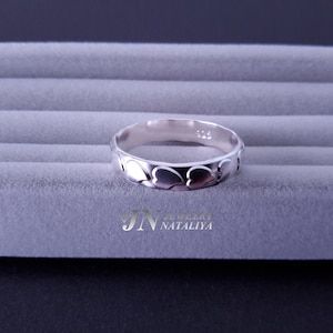 Sterling Silver Embossed Wire Half Hard Handmade Ring 925 Sterling Silver 1/2 Round Ring Stacking Ring Gift For Her