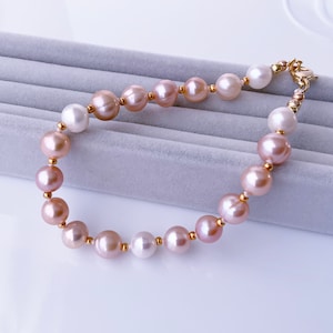 Freshwater Pearls Bracelet Elegant Bead Work Bracelet Handmade Jewelry Gift for Her