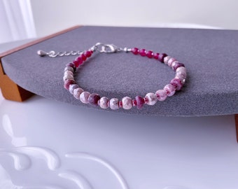 Natural Ruby Bracelet Minimalist Gemstone Bracelet July Birthstone Gift For Her