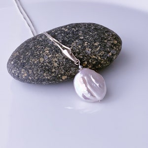 Elegant White Keshi Freshwater Pearl Pendant Baroque Freshwater High Luster Pearl Pendant Gift for Her