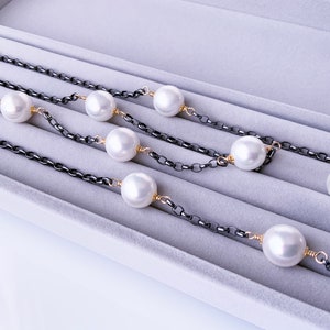 Shell Mother of Pearl White Round Necklace Handmade Oxidized Sterling Silver Necklace Gift for Her