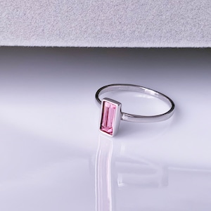 Light Rose Austrian Crystal Sparkle by 7K - 925 Sterling Silver Ring Decorated with Fine Austrian Crystal Gift for Her