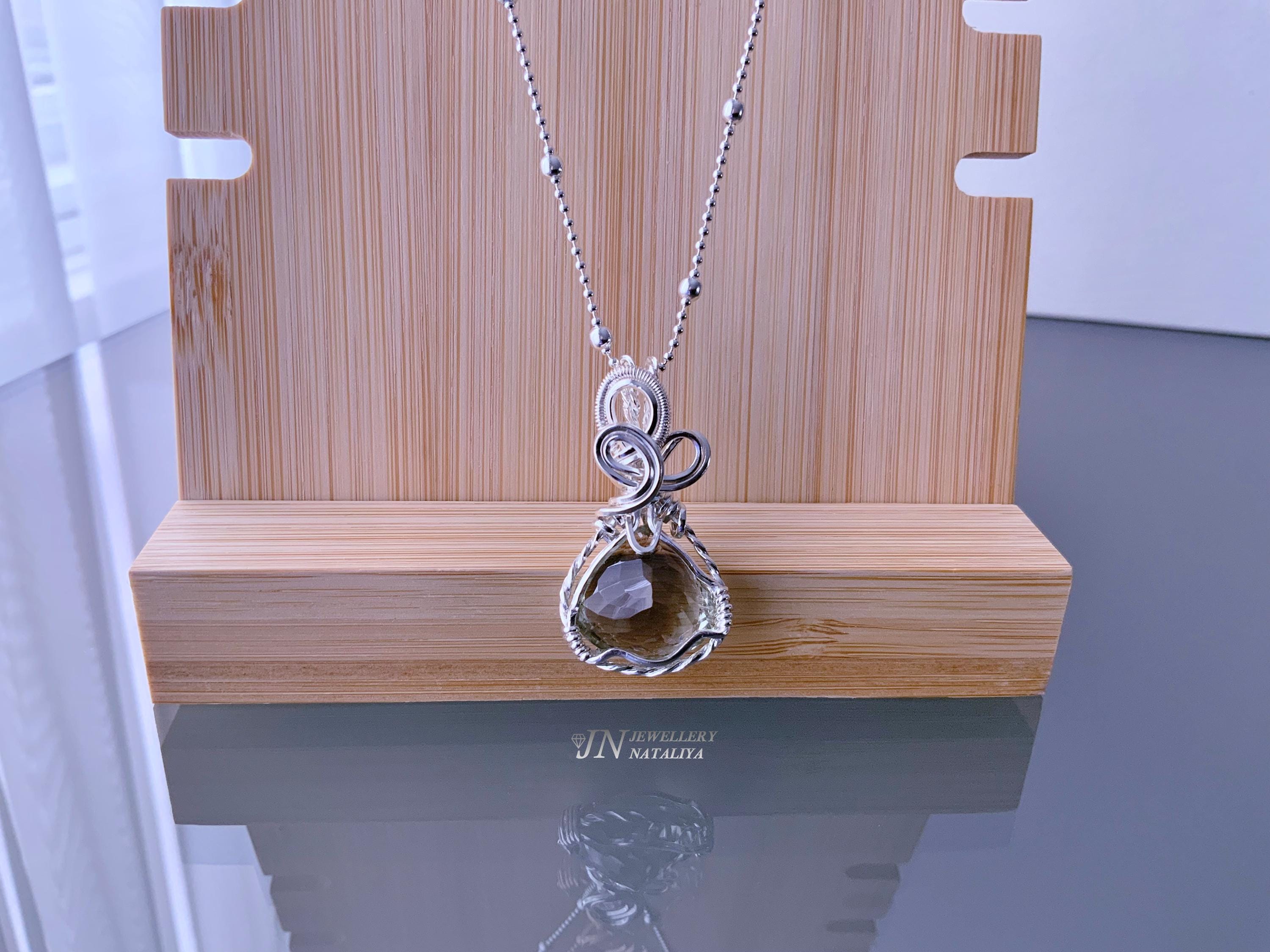 Ciondolo In Pietra Preziosa Fatto A Mano Con Ametista Verde In Argento - Foto 2