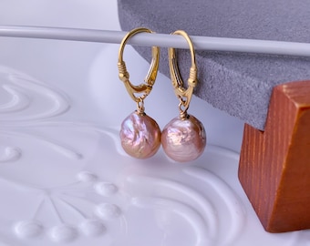 Handmade Edison Pearl Dangle Earrings, Gold Vermeil Leverbacks