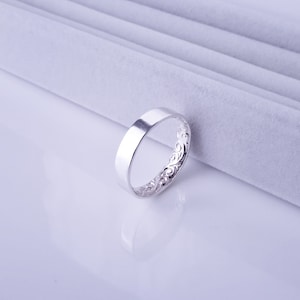 Sterling Silver Embossed Wire Half Hard Handmade Ring 925 Sterling Silver 1/2 Round Ring Stacking Ring Gift For Her