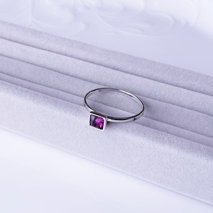 Amethyst Austrian Crystal Sparkle by 7K - 925 Sterling Silver Ring Decorated with Fine Austrian Crystal Gift for Her