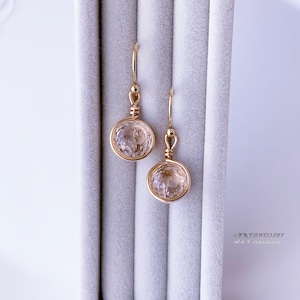 Clear Color Quartz Earrings 14K Gold Filled wire Earrings Handmade Earrings Gift For Her (153E)