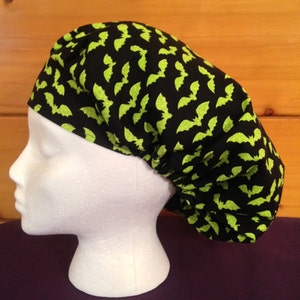 Women’s Halloween adjustable bouffant surgical scrub hat.