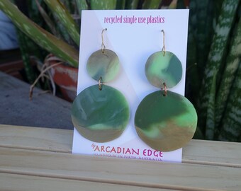 Recycled plastic earrings - handmade upcycled statement jewellery - lightweight repurposed Australian made - free shipping