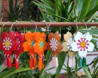 Blossom style acrylic earrings - multiple colours available
