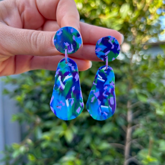 Recycled Plastic Earrings Jacaranda Flowers 