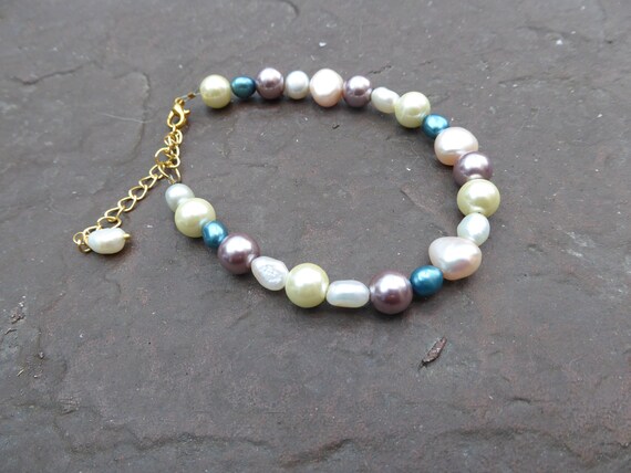 Vintage Multi Color Fresh Water Pearl Bracelet Double Strand Rainbow Colored  Pearls on Memory Wire Bangle Bracelet - Etsy | Beads bracelet design,  Freshwater pearl bracelet, Bangle bracelets