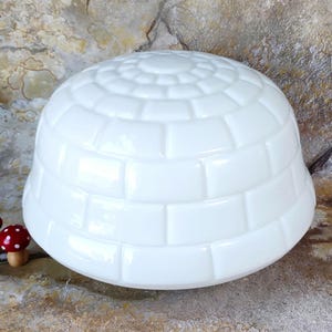 True Vintage Ceiling Light Shade - 4&quot; Fitter Igloo Brick Milk Glass Schoolhouse Industrial