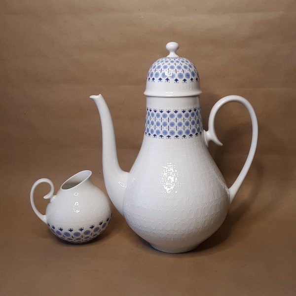 Vintage Bjorn Wiinblad 'Romanze Secunda' for Rosenthal Coffee Server and Creamer - Mid Century Porcelain