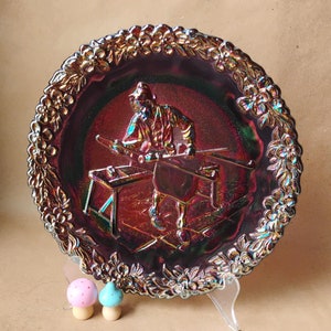 Vintage Fenton Amethyst Carnival Glass Collector&#39;s Plate - #1 1970 Glass Craftsman