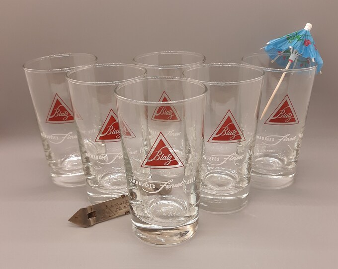 6 Vintage Blatz Glasses Tumblers Libbey Etsy