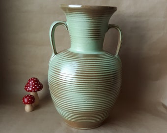 Vintage Frankoma #71 Double Handled Vase Prairie Green