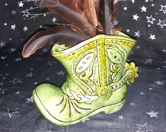 Vintage Relpo Cowboy Boot Planter Vase