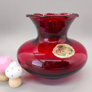 Vintage Anchor Hocking Royal Ruby 3.25&quot; Mini Vase
