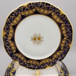 Vintage PMR Jaeger Cobalt and Gold Plates - 1945 to 1949 Occupied Germany Bavaria