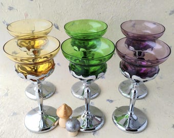 Vintage Chrome & Glass Cocktail Set - Art Deco Barware