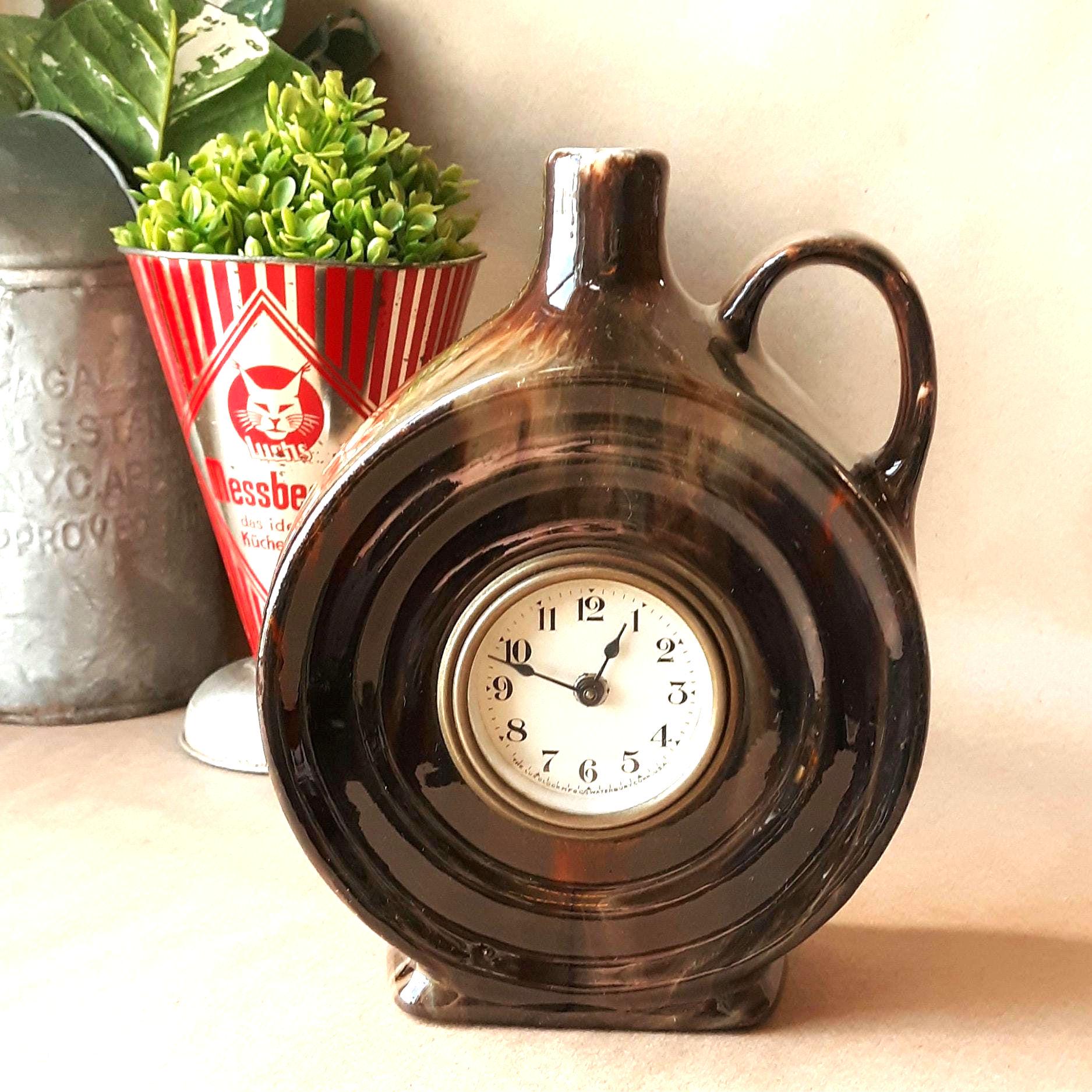 Vintage Brush McCoy "Jug Time" Lux Clock - With Label - Collectible Pottery Clock