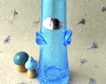Vintage Blenko Mini Vase C60A Turquoise Crackle 1960s