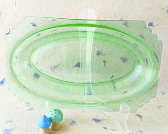 Vintage Uranium Glass Bowl - Fostoria Mayfair Celery Dish