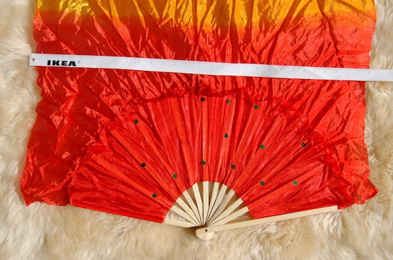 Dance Fire Flag Fan Bamboo Silk Fans Veils Handmade Praise Worship Crafts Gift