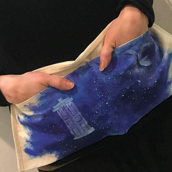 TARDIS UTILITY APRON - Hand Painted On Cotton