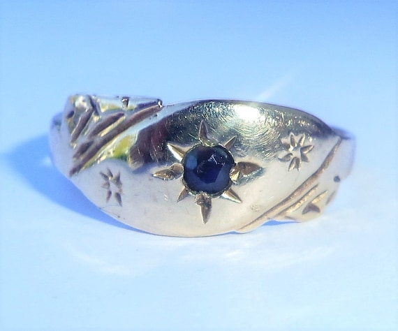 Antique Style 9ct Gold Sapphire Ring, Size K1/2