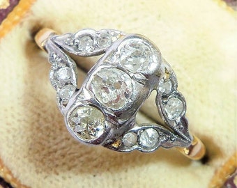 Antique Victorian 18ct Gold Platinum & Diamond Ring, Size L1/2