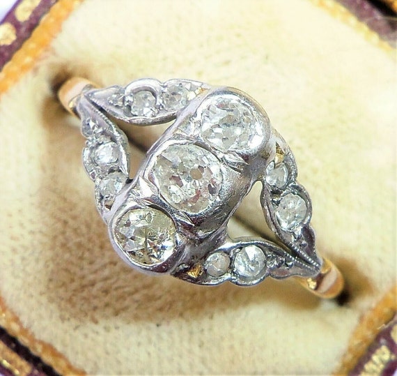 Antique Victorian 18ct Gold Platinum & Diamond Rin