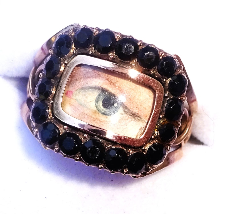 Rare Antique Georgian (circa 1821) Rose Gold Lovers Eye Mourning Ring ...