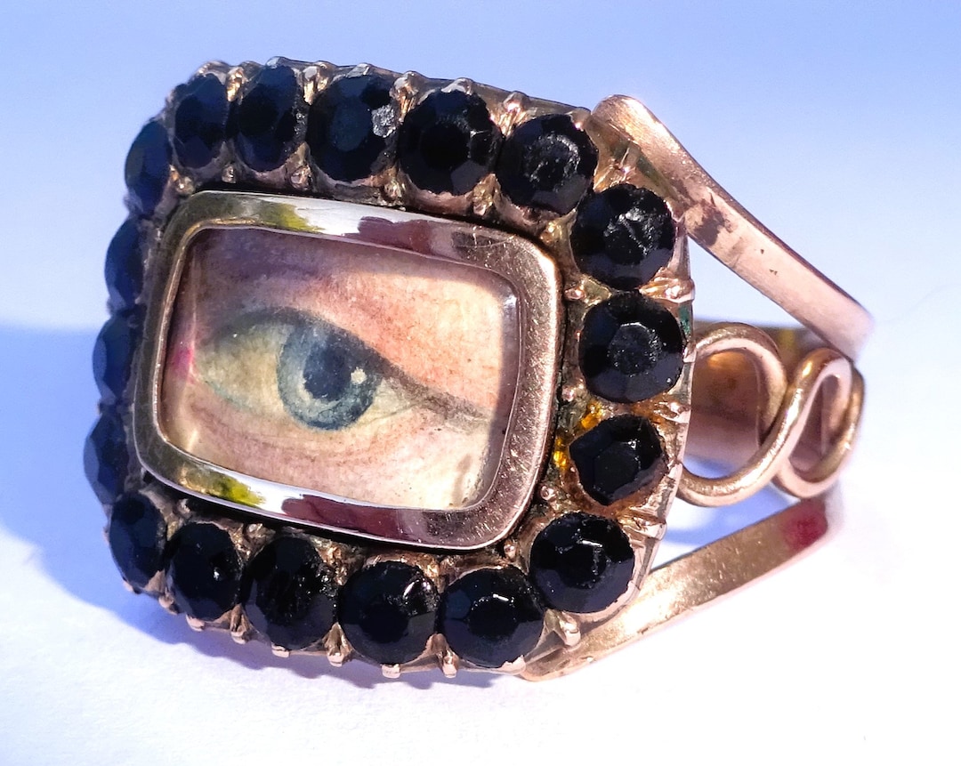 Rare Antique Georgian (circa 1821) Rose Gold Lovers Eye Mourning Ring ...