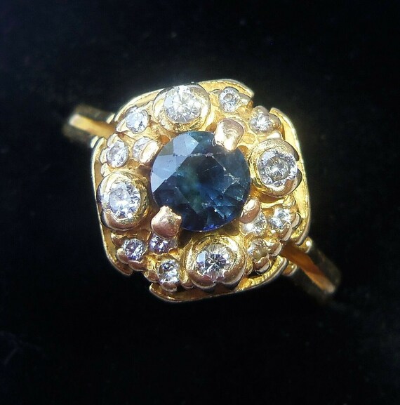 Antique 18ct Gold Sapphire & Diamond Ring, Size L1