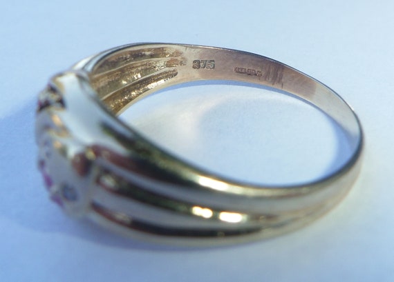 9ct Gold Ruby & Diamond Double Snake Ring, Size S - image 6