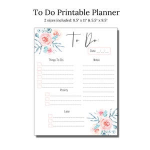 To Do Planner Printable | To Do List | Planner Printable | List Printable