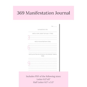 369 Manifestation Journal Printable | Manifestation Planner Insert | Manifestation Printable | 369 Manifestation Method