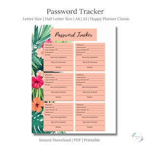 Password Tracker | Password Book | Digital Password Tracker | Password Tracker PDF | Password Tracker Planner | Password Keeper