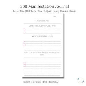 369 Manifestation Journal | Digital Download Manifestation Journal | Daily Manifestation Journal