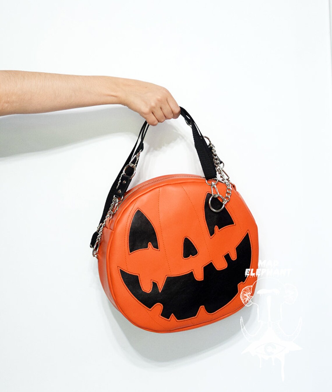 Big gray orange pumpkin bag crossbody purse halloween Etsy