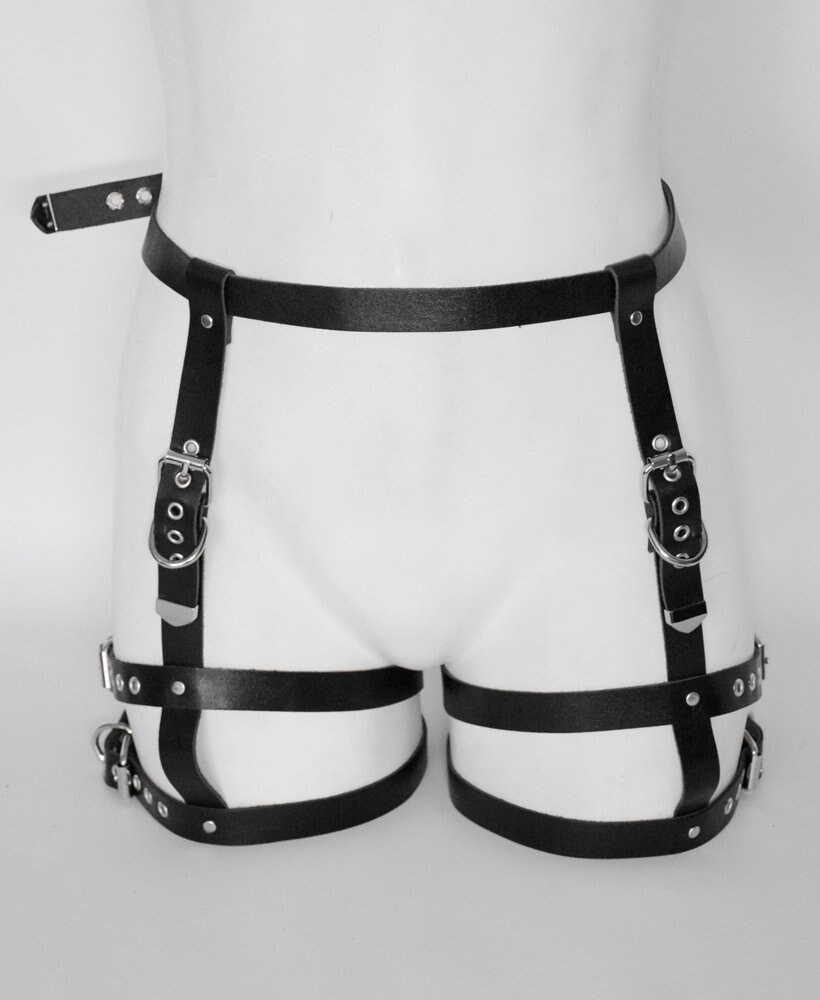 Natural Leather Garter Belt Harness Thigh Hip Leg Harness Etsy