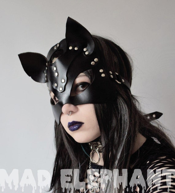 Black Catwoman Mask Bdsm Kitty Mask - Etsy UK
