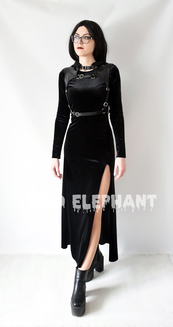 velvet hooded dress
