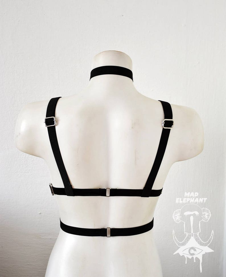 Unisex Body Harness With Choker Neck Collar Body Bondage Etsy