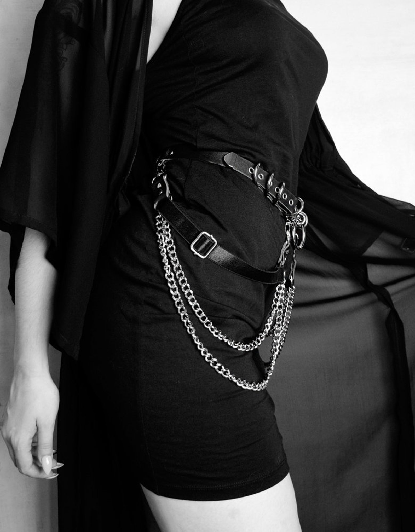 Genuine Leather Chain Belt With O Ring Waist Harness Bondage Etsy