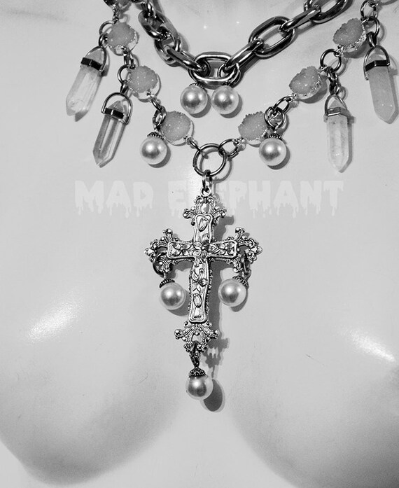 Pearl Cross Choker Neck Collar With 