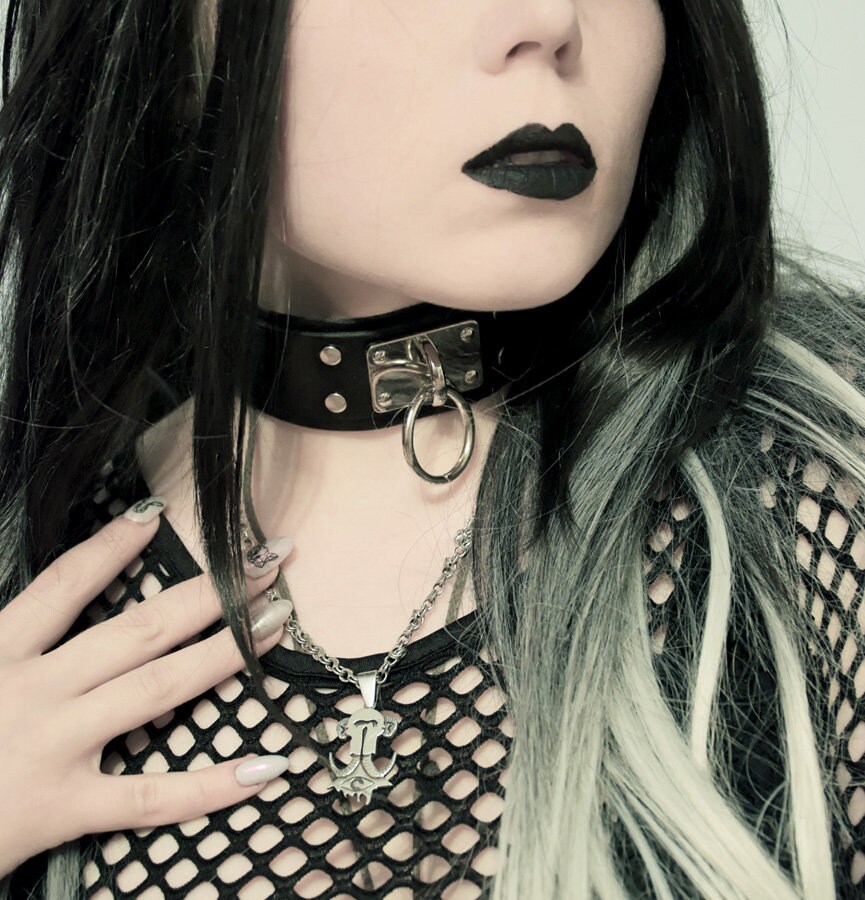 Double Choker Natural Leather Neck Collar With O Ring And Etsy